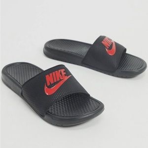 NIKE BENASSI JDI SLIDE MEN BLACK / CHALLENGE RED— NIKE SLIDES- 13